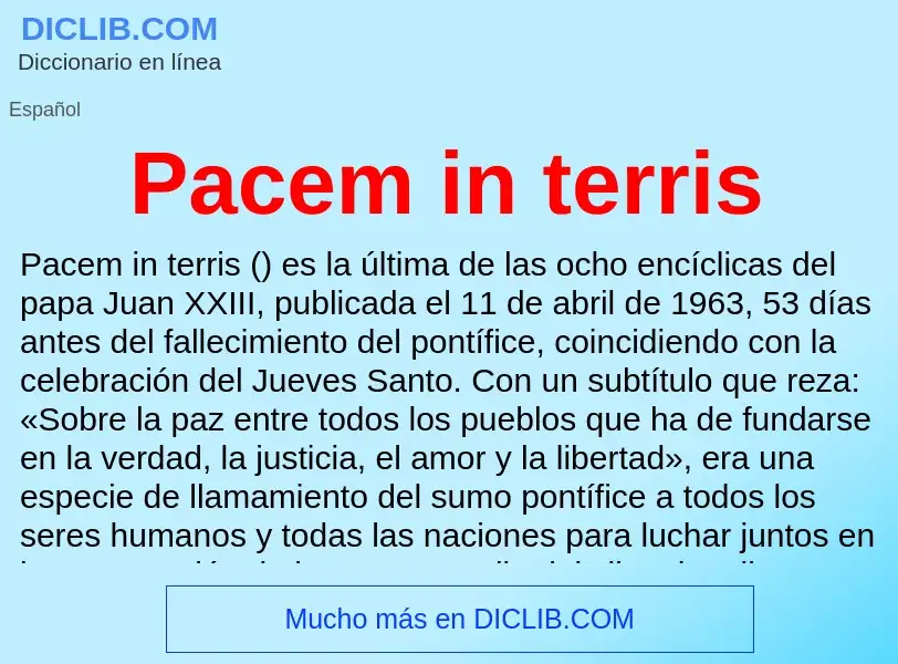 ¿Qué es Pacem in terris? - significado y definición