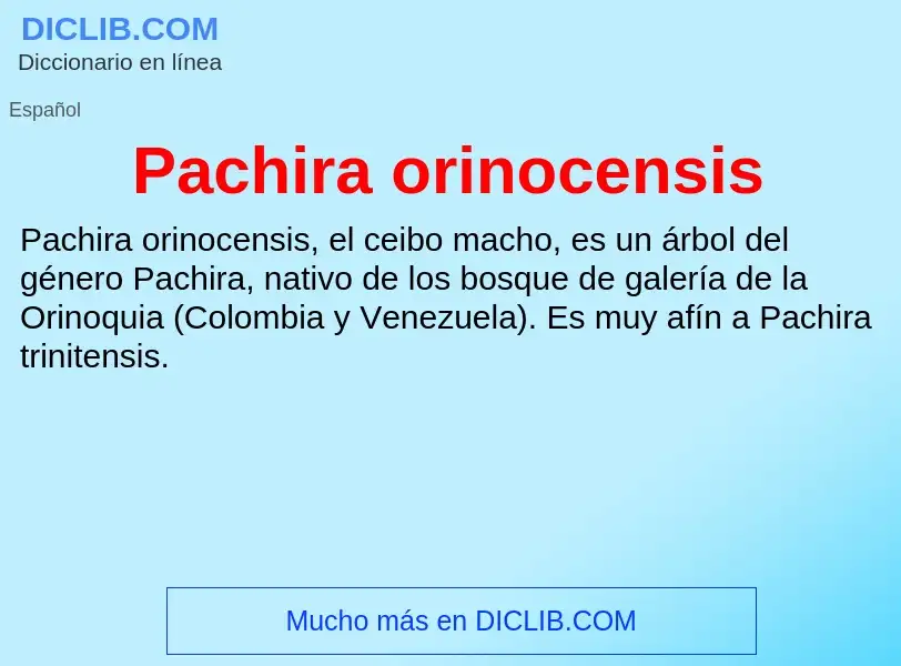 ¿Qué es Pachira orinocensis? - significado y definición