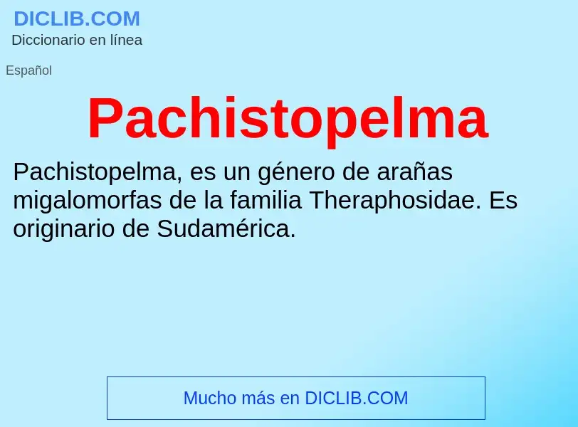 ¿Qué es Pachistopelma? - significado y definición