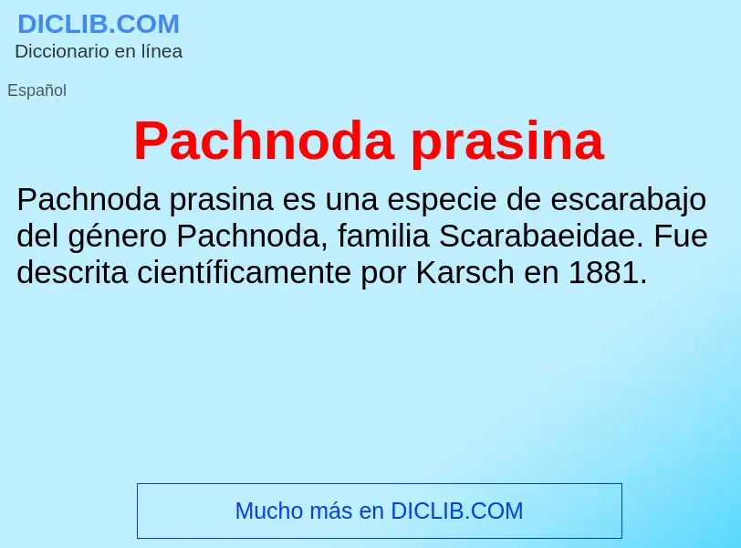 ¿Qué es Pachnoda prasina? - significado y definición