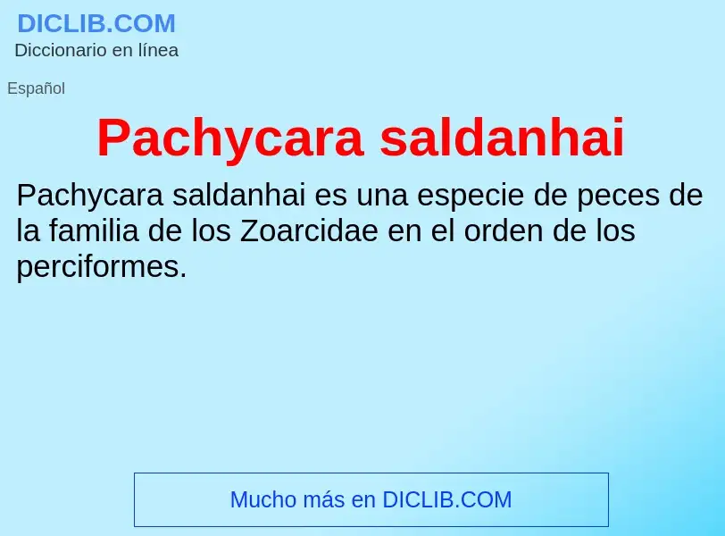 ¿Qué es Pachycara saldanhai? - significado y definición