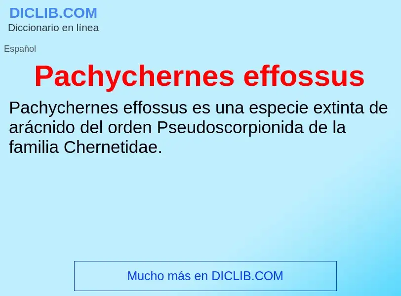 ¿Qué es Pachychernes effossus? - significado y definición