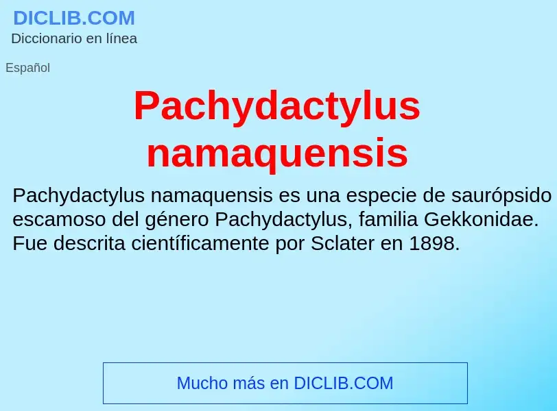 ¿Qué es Pachydactylus namaquensis? - significado y definición