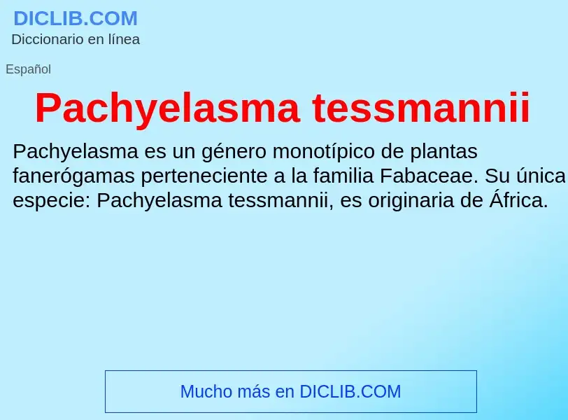 ¿Qué es Pachyelasma tessmannii? - significado y definición