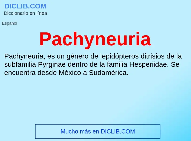 ¿Qué es Pachyneuria? - significado y definición