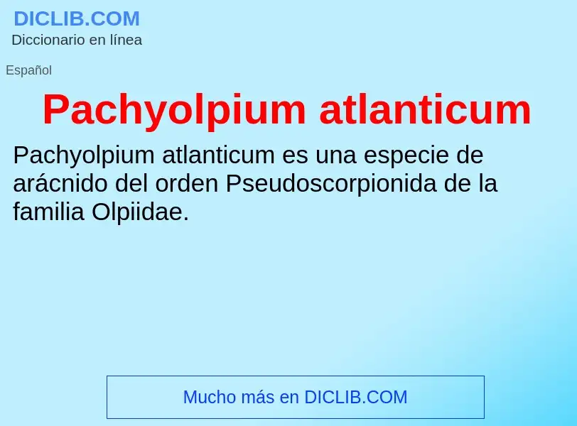 ¿Qué es Pachyolpium atlanticum? - significado y definición