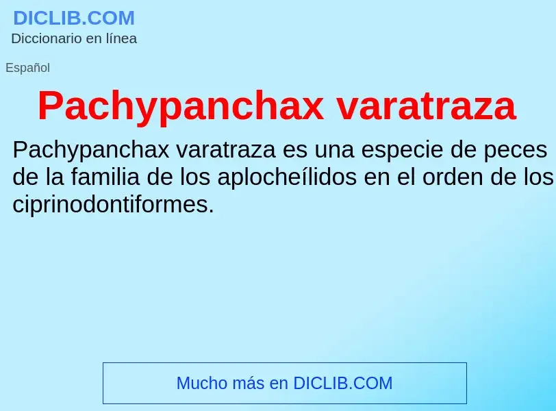 ¿Qué es Pachypanchax varatraza? - significado y definición