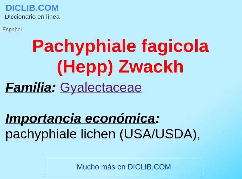 ¿Qué es Pachyphiale fagicola (Hepp) Zwackh? - significado y definición