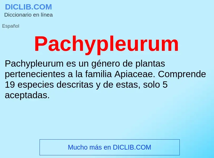 ¿Qué es Pachypleurum? - significado y definición