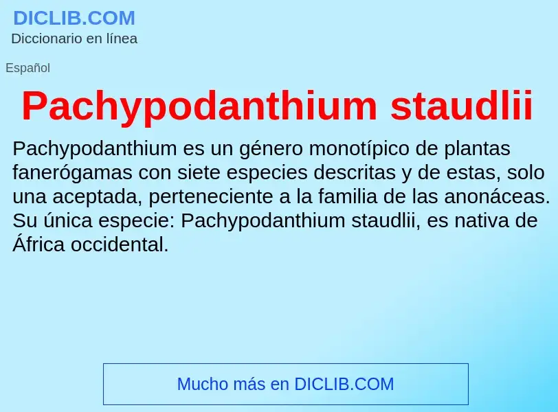 ¿Qué es Pachypodanthium staudlii? - significado y definición