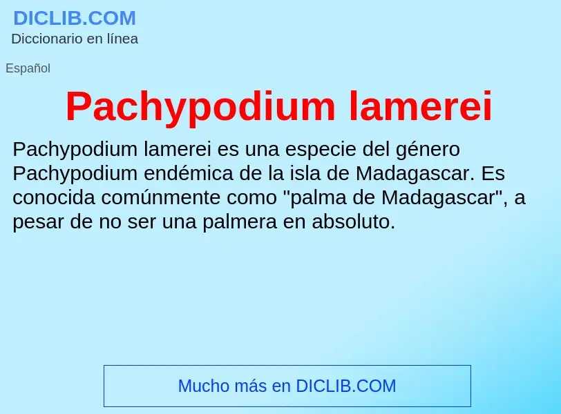 ¿Qué es Pachypodium lamerei? - significado y definición