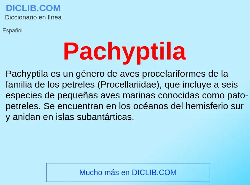 ¿Qué es Pachyptila? - significado y definición