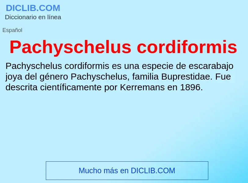 ¿Qué es Pachyschelus cordiformis? - significado y definición