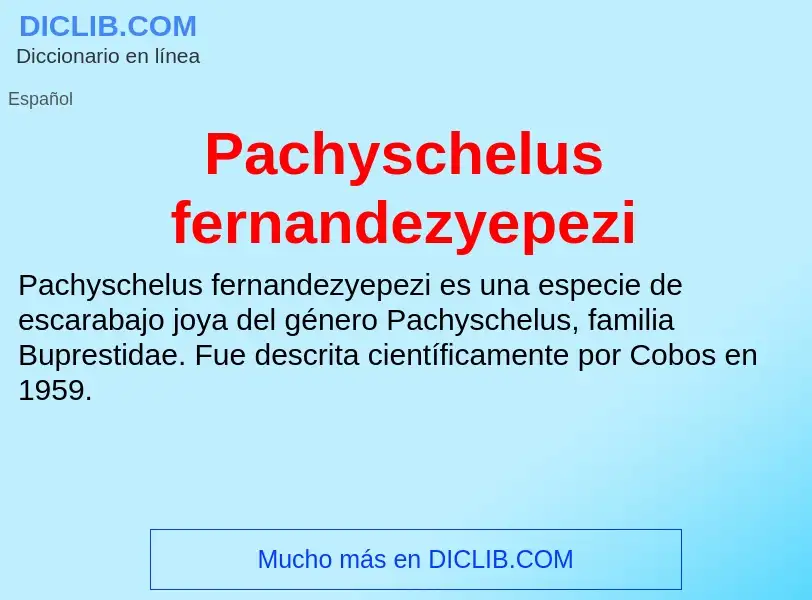 ¿Qué es Pachyschelus fernandezyepezi? - significado y definición