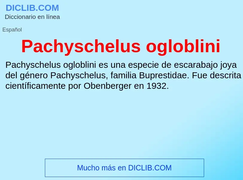 ¿Qué es Pachyschelus ogloblini? - significado y definición