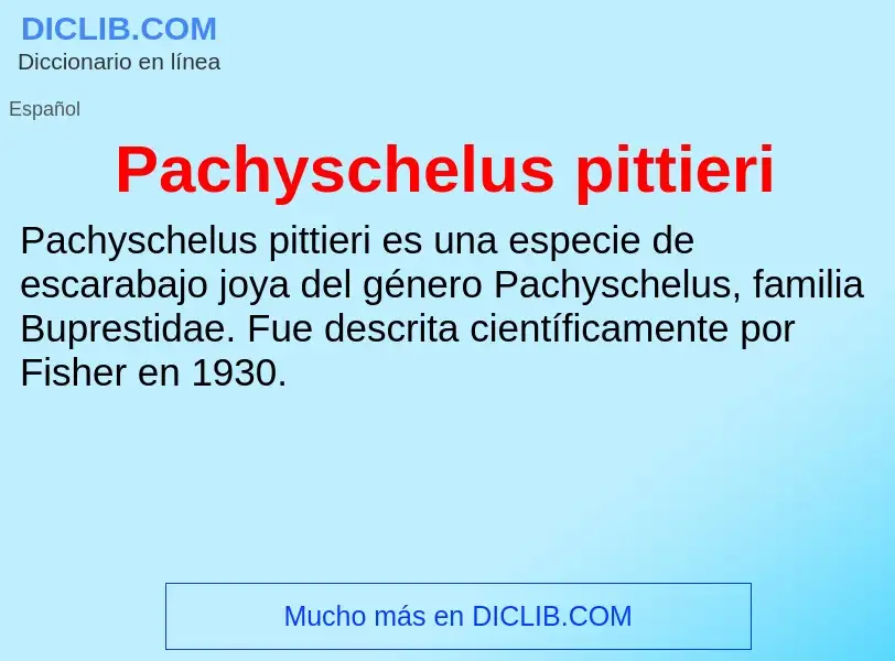 ¿Qué es Pachyschelus pittieri? - significado y definición