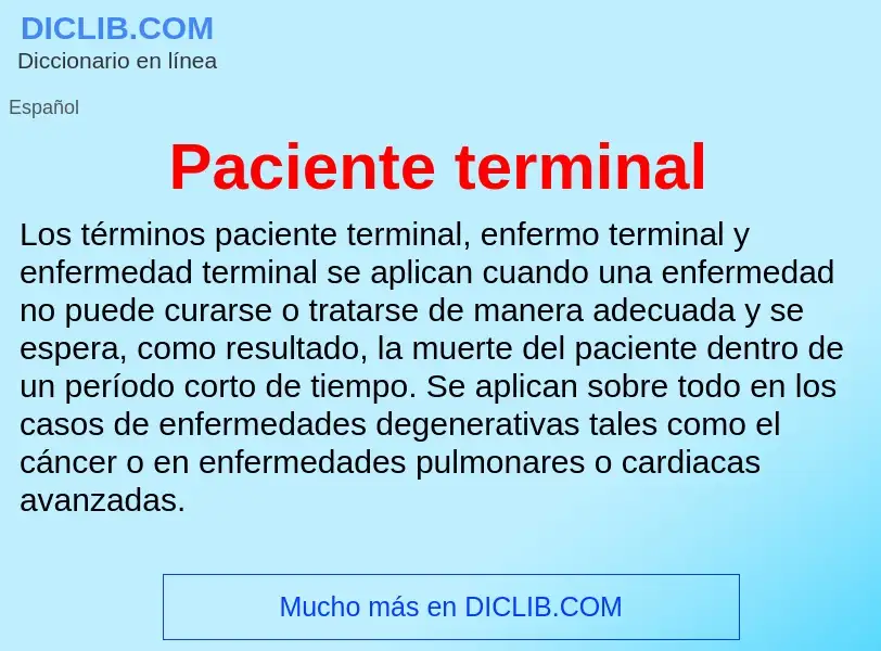 ¿Qué es Paciente terminal? - significado y definición