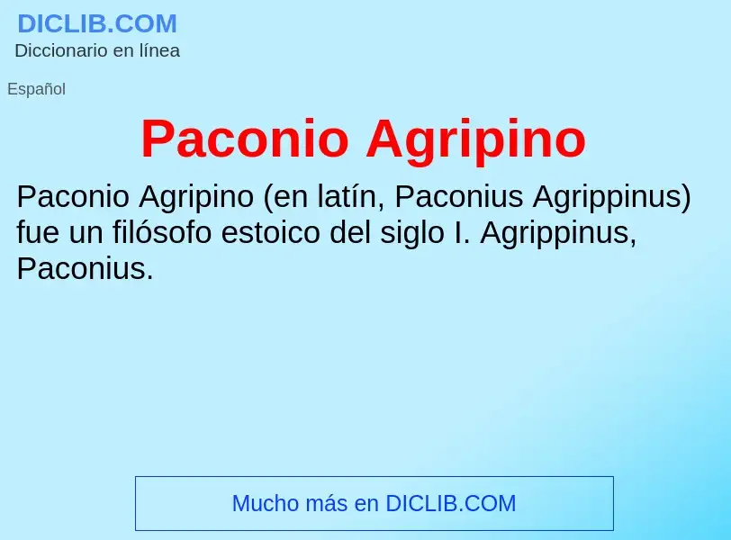 ¿Qué es Paconio Agripino? - significado y definición