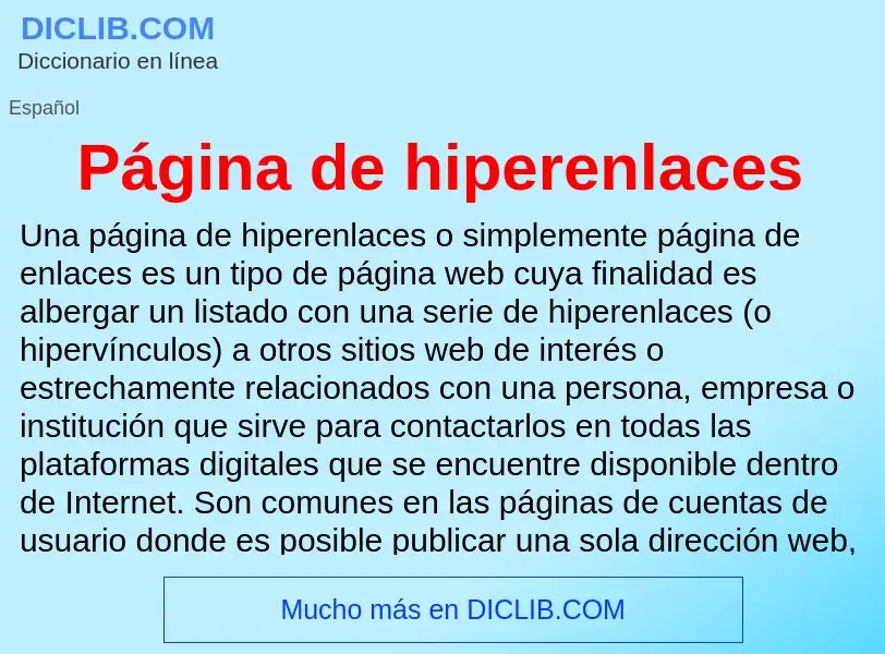 ¿Qué es Página de hiperenlaces? - significado y definición