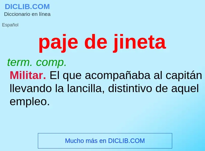 What is paje de jineta - meaning and definition