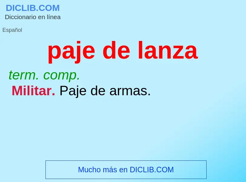 What is paje de lanza - meaning and definition