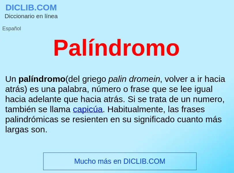 What is Palíndromo  - meaning and definition