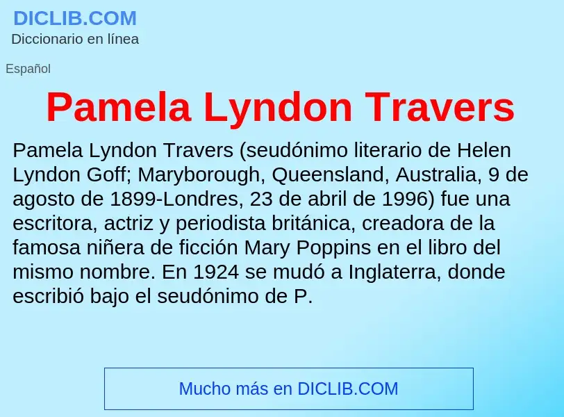 Qu'est-ce que Pamela Lyndon Travers - définition