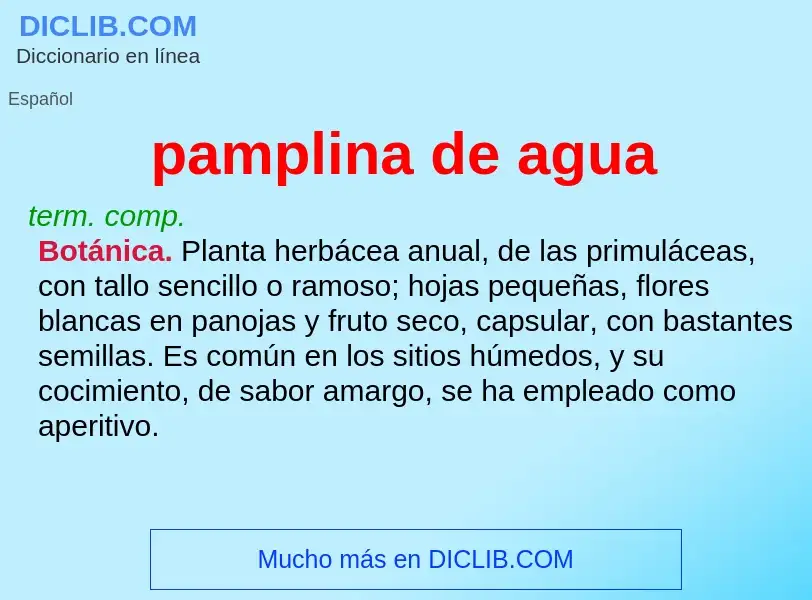 What is pamplina de agua - meaning and definition