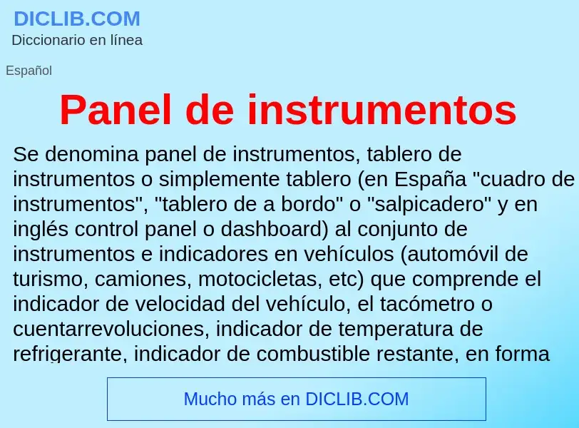 Wat is Panel de instrumentos - definition