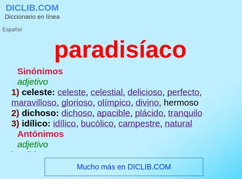 What is paradisíaco - definition