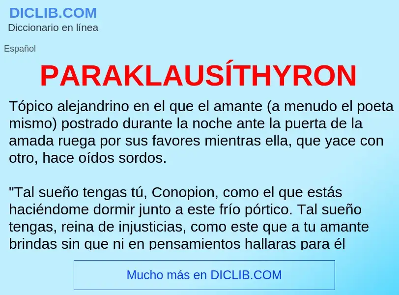 ¿Qué es PARAKLAUSÍTHYRON? - significado y definición