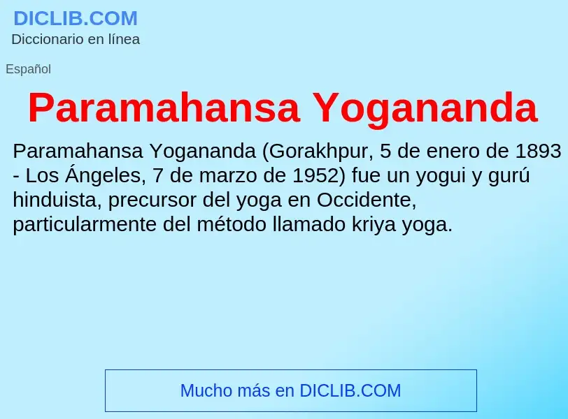 Τι είναι Paramahansa Yogananda - ορισμός