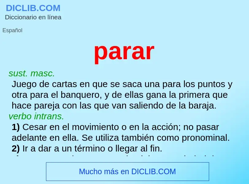 ¿Qué es parar? - significado y definición