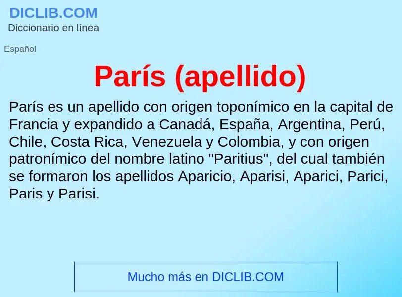 What is París (apellido) - meaning and definition