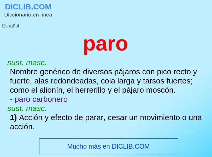 ¿Qué es paro? - significado y definición