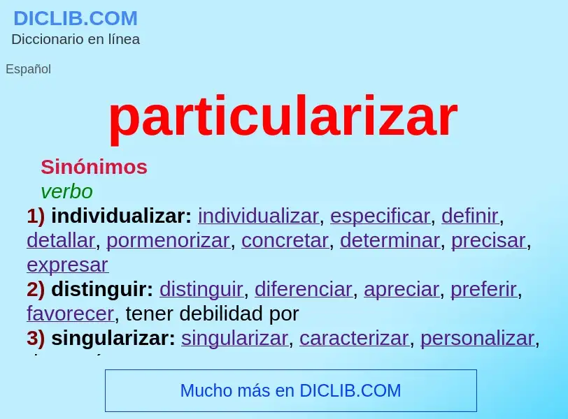 What is particularizar - definition