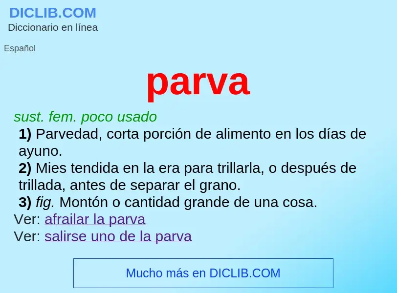 ¿Qué es parva? - significado y definición