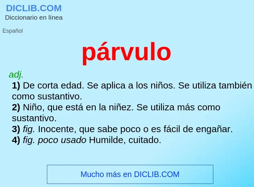 ¿Qué es párvulo? - significado y definición