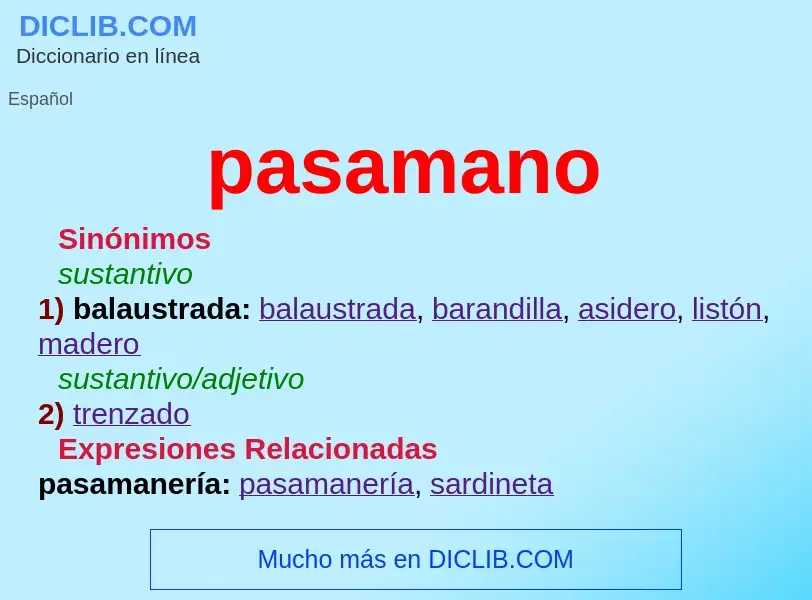 ¿Qué es pasamano? - significado y definición