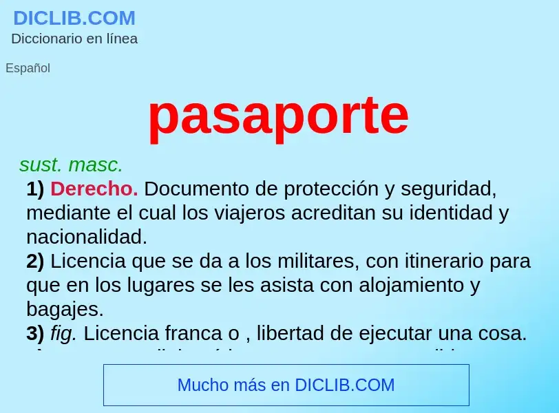 Che cos'è pasaporte - definizione