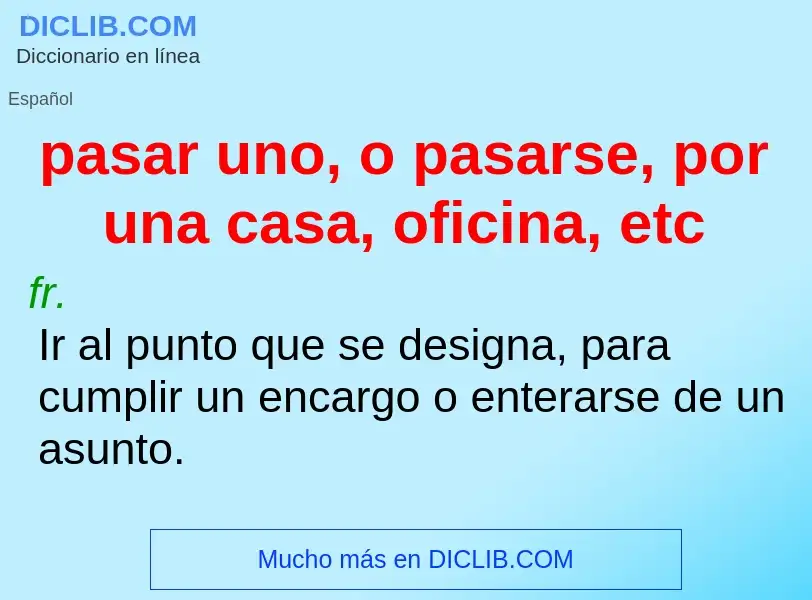 What is pasar uno, o pasarse, por una casa, oficina, etc - meaning and definition