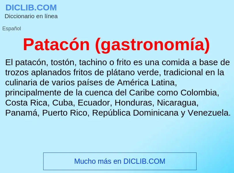 O que é Patacón (gastronomía) - definição, significado, conceito