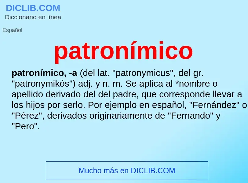 What is patronímico - meaning and definition