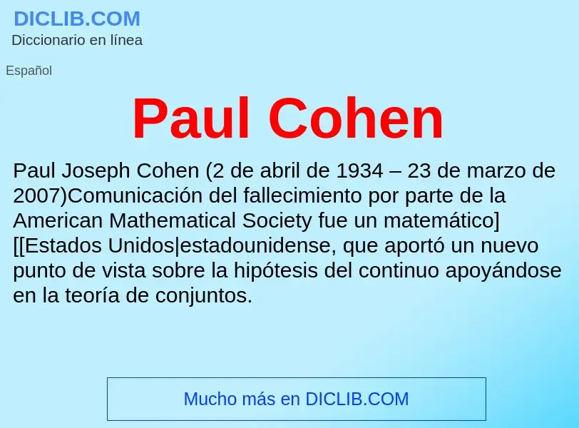 ¿Qué es Paul Cohen? - significado y definición