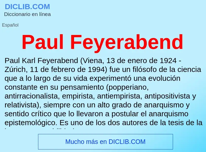 ¿Qué es Paul Feyerabend? - significado y definición