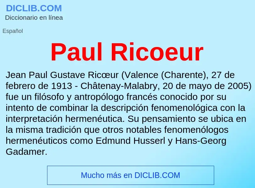 ¿Qué es Paul Ricoeur? - significado y definición