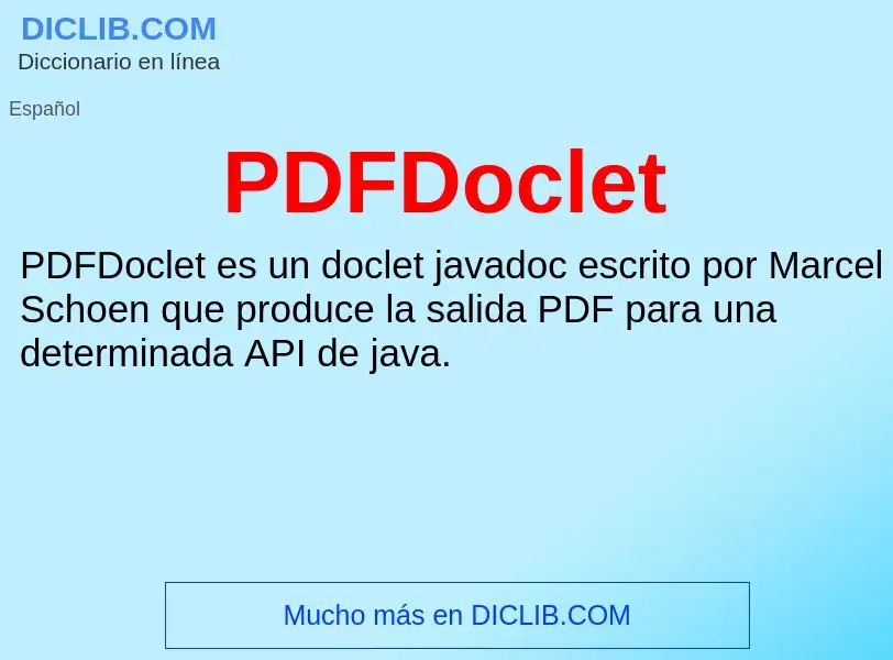 What is PDFDoclet - meaning and definition