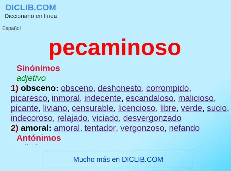 What is pecaminoso - meaning and definition