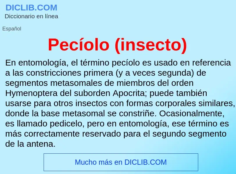 Che cos'è Pecíolo (insecto) - definizione