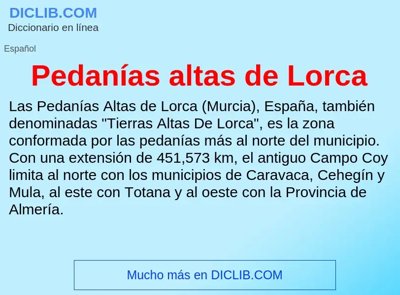 What is Pedanías altas de Lorca - definition